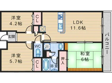 TOC21(3LDK/2階)の間取り写真