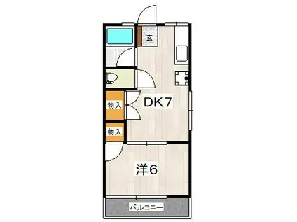 シティハイム湘南B(1DK/1階)の間取り写真