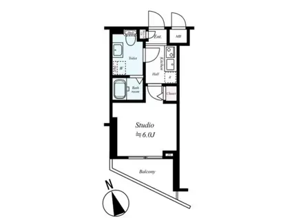 ガーラ・ヒルズ目黒東山(1K/2階)の間取り写真