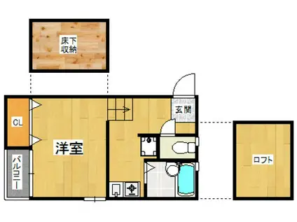 コンフォートベネフィス箱崎Ⅲ(1K/1階)の間取り写真
