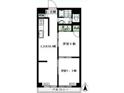 トーア駒込マンション(2LDK/9階)の間取り写真