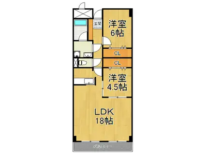 サザンハイム(2LDK/3階)の間取り写真