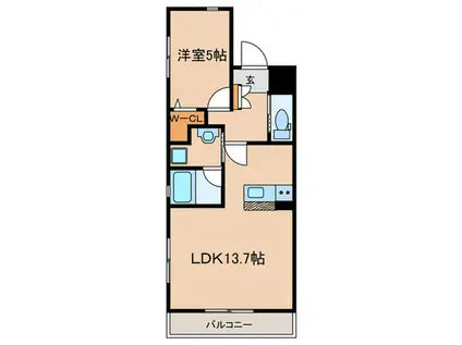 第三平野レジデンス(1LDK/2階)の間取り写真