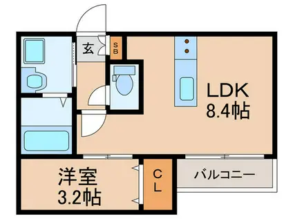 パティオ五十川I(1LDK/3階)の間取り写真