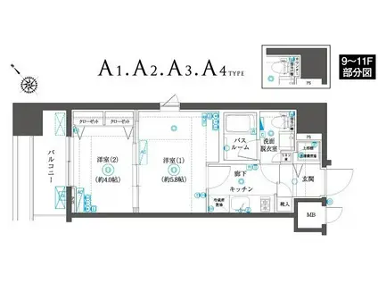 ズームヨコハマスクエア(2K/3階)の間取り写真