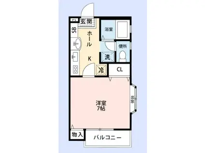 東武東上線 志木駅 徒歩8分 2階建 築28年(1K/1階)の間取り写真