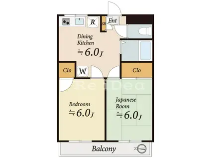 大沢コーポ(2DK/2階)の間取り写真