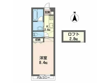 タウンコートエイト(1K/2階)の間取り写真