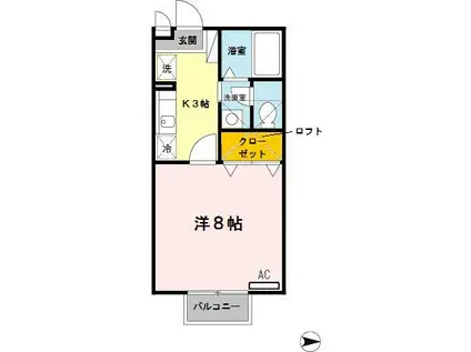 ソレイユ・オーミ(1K/2階)の間取り写真