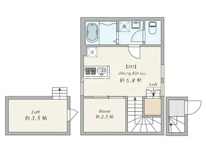 AW中野松が丘(1DK/2階)の間取り写真