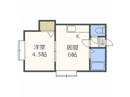 フラット・J麻生A棟(1DK/2階)の間取り写真