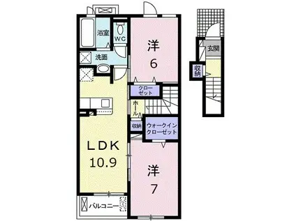 ネオ ルミエール(2LDK/2階)の間取り写真