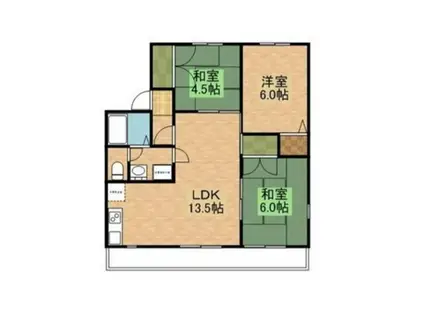 セジュールタテダB(3LDK/2階)の間取り写真