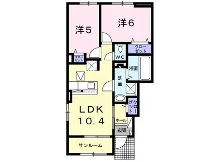 カーサグランデ(2LDK/1階)の間取り写真