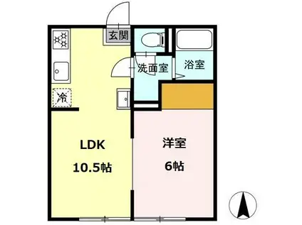 東宮アパート A棟(1LDK/1階)の間取り写真