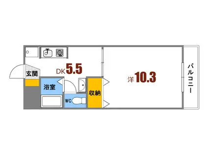 ハピネス矢野(1DK/1階)の間取り写真