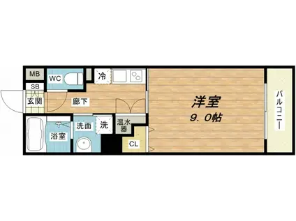 クレアート大手前グランアクシア(1K/4階)の間取り写真