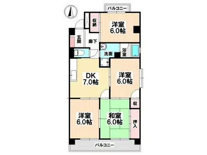 村上ビル(4DK/2階)の間取り写真