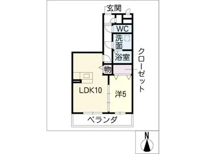 K-ROOM平子(1LDK/2階)の間取り写真