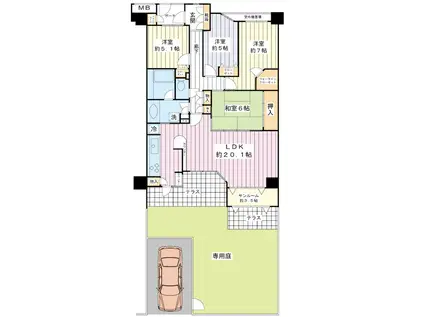 グランファースト新浦安A棟(4LDK/1階)の間取り写真