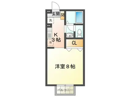セジュールフジタIII(1K/1階)の間取り写真