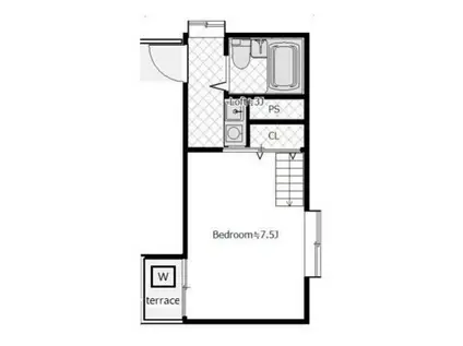 ブルーハイム富士塚(1K/1階)の間取り写真