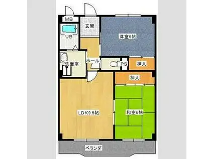 ロイヤルプレジオII(2LDK/2階)の間取り写真