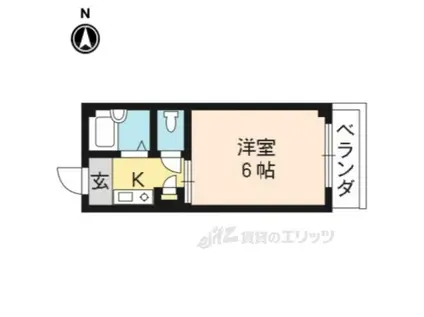 パープルフィールド山徳(1K/3階)の間取り写真