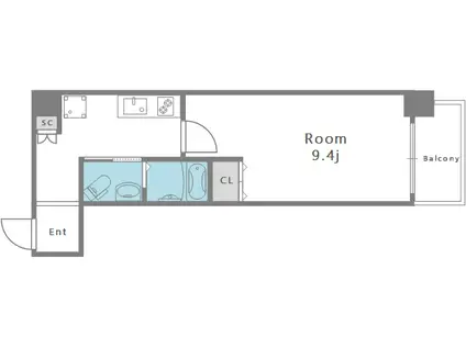 JINO新町(1K/8階)の間取り写真