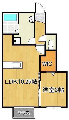 ハーベストトロワ(1LDK/1階)の間取り写真