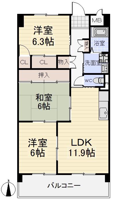 ノールプラージュ(3LDK/3階)の間取り写真