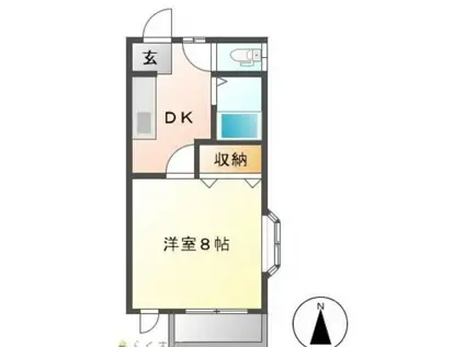 ドリーミング福山(1K/2階)の間取り写真