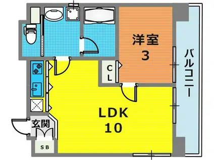 花隈岩崎マンション(1LDK/3階)の間取り写真