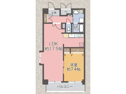 ドルチェヴィータ(1LDK/7階)の間取り写真