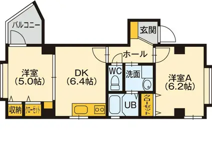 プレジュール隼人(2DK/2階)の間取り写真