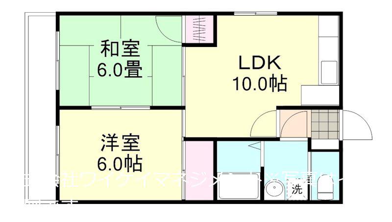 倉敷倶楽部(2LDK/2階)の間取り写真