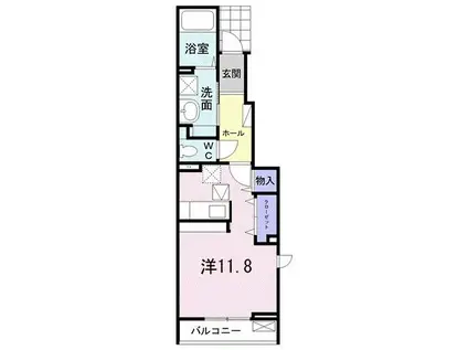 イリーデ(ワンルーム/1階)の間取り写真