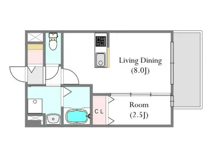 MODERN PALAZZO 長崎 CENTRAL(1LDK/3階)の間取り写真