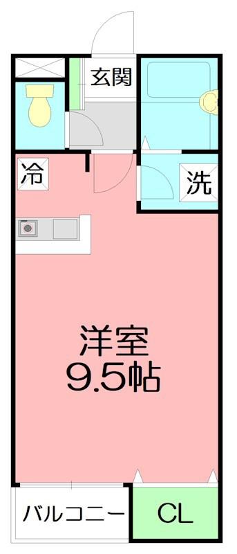 ポスト&ビーム木の家B(ワンルーム/2階)の間取り写真