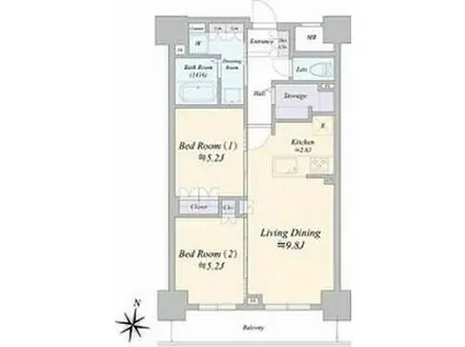 ジュノール札幌植物園(2LDK/7階)の間取り写真