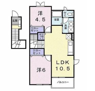 パルテール(2LDK/2階)の間取り写真