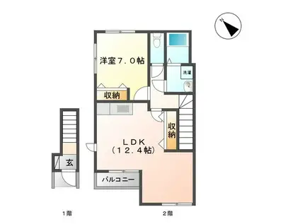 スターウィング西V(1LDK/2階)の間取り写真