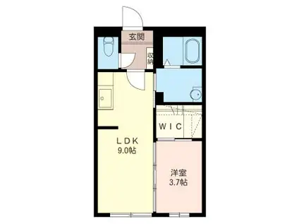 アストールC(1LDK/1階)の間取り写真