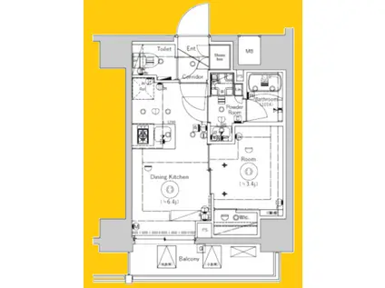 シーフォルム横浜阪東橋(1DK/5階)の間取り写真