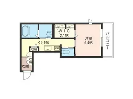 レフィシア(1K/2階)の間取り写真