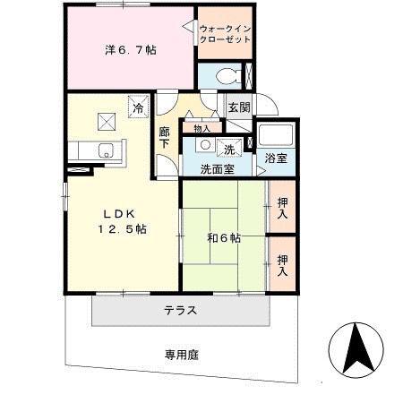 セジュール山陽(2LDK/1階)の間取り写真