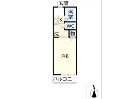 クレアール塩付(1K/2階)の間取り写真