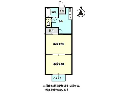 カーサミナミ(2K/1階)の間取り写真