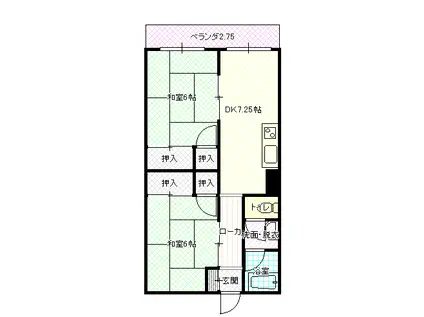 日進コーポ(2LDK/2階)の間取り写真