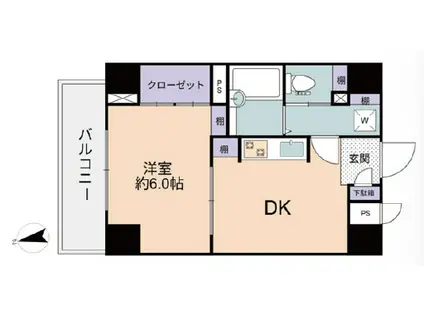 五反田サマリヤマンション(1DK/6階)の間取り写真